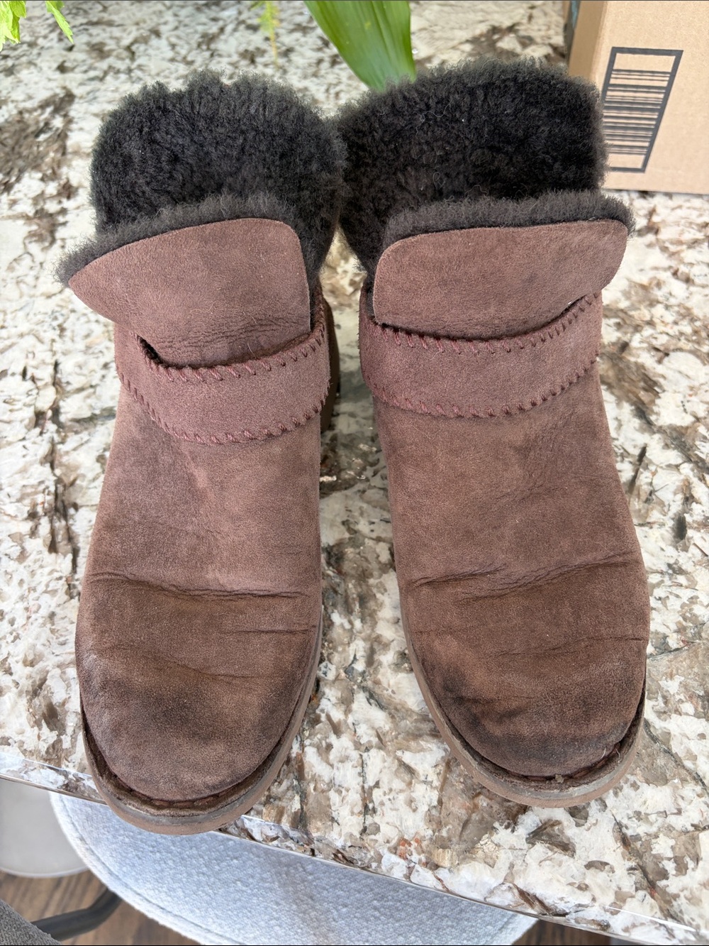 UGG Brown Suede Shearling-Lined Ankle Boots size 8.5